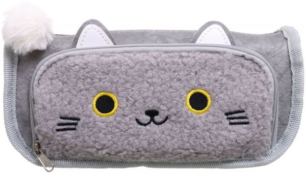 Пенал шкільний на блискавці Миле кошеня сірий