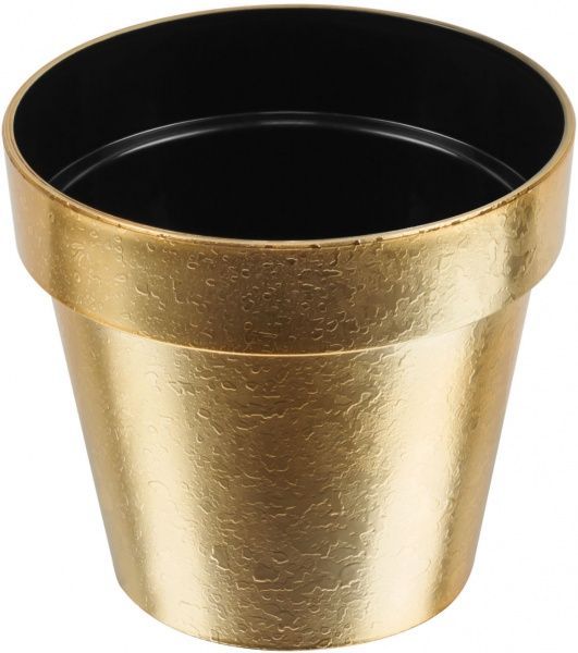 Горщик пластиковий Prosperplast Cube chrome круглий 3,5л золотистий (71979) 