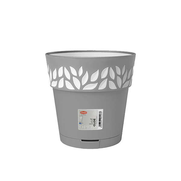Горшок пластиковый Stefanplast Opera Cloe круглый 7,5 л серый/белый (94124) 