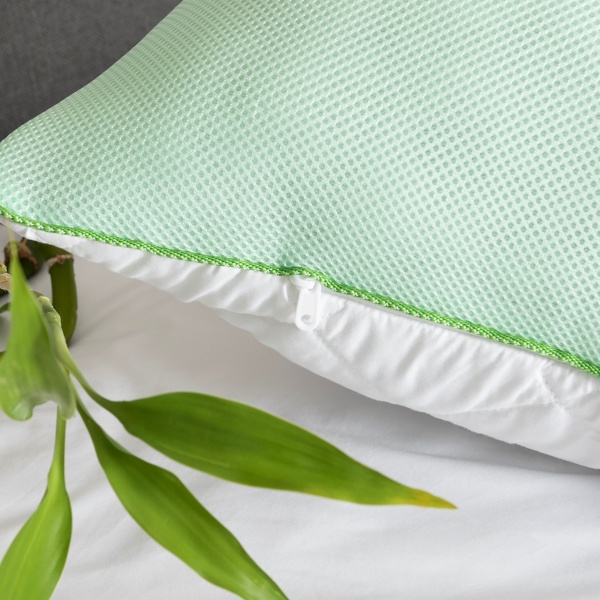 Подушка антиаллергенная стеганная Bamboo IDEIA 50x70 белый с зеленым