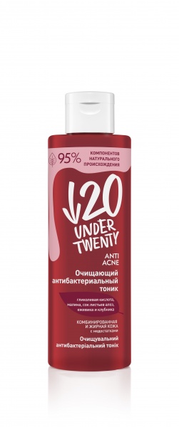 Тонік для обличчя Lirene Under Twenty Очищувальний антибактеріальний для змішаної та жирної шкіри 200 мл