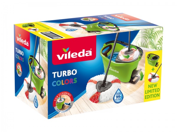 Комплект швабра и ведро с механическим отжимом для пола Vileda Тurbo салатовый 14,5 см 