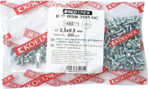 Саморез по металлу 3,5x9,5 мм 200 шт цинк B-W-WSM-3595-OC Koelner
