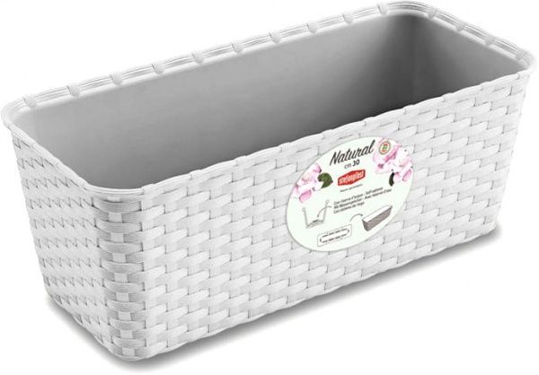 Вазон пластиковый Stefanplast Natural прямоугольный 9,2л белый (73500) 