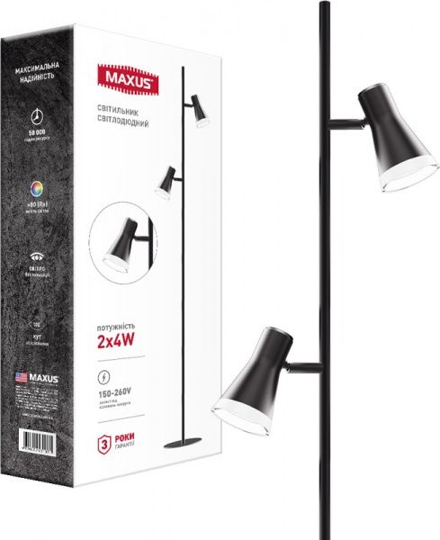 Торшер Maxus Spot Light MSL-02F LED 4 Вт чорний 