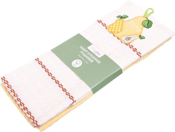 Набір рушників кухонних Груша 2 шт. 45x70 см білий із жовтим Home Line 