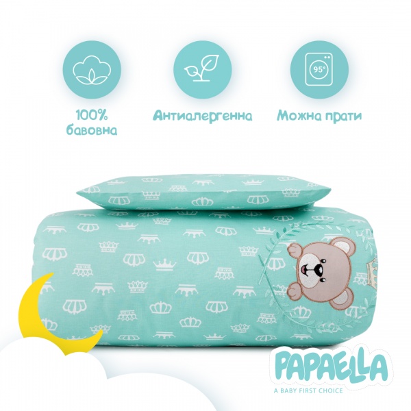 Комплект для дитячого ліжечка IDEIA Ранфорс Корона м'ятний 4820227284832