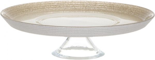 Блюдо на ніжці 28 см срібно-біле Arda Cam 