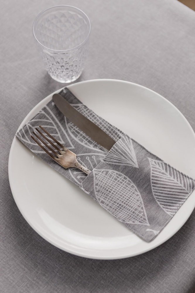 Чохол для приборів Прованс Листя 10x24 см сірий