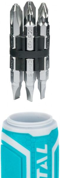 Отвертка Total с храповым механизмом + биты 12 шт. 13 шт. TACSD30136