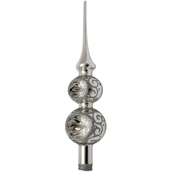 Верхушка стеклянная двухшаровая глянцевая d65 мм серебряный 