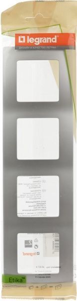 Рамка четырехместная Legrand Etika универсальная алюминий 672554