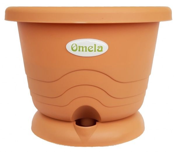 Горщик пластиковий Омела круглий кориця 
