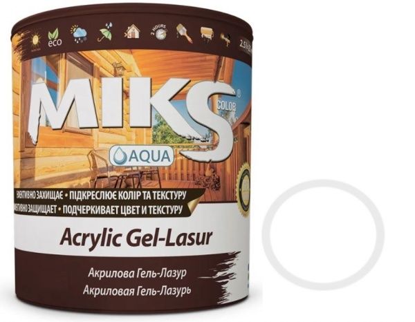 Лазурь MIKS Color акриловая белый полумат 0,8 л
