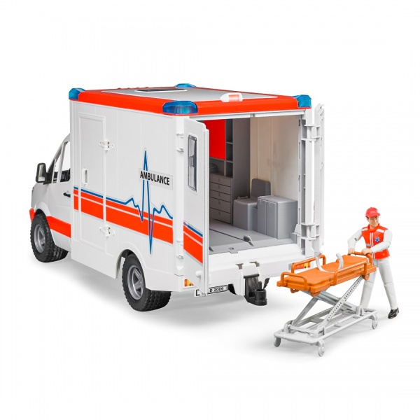 Машинка Bruder іграшкова - швидка допомога Мерседес Спринтер + фігурка водія 1:16