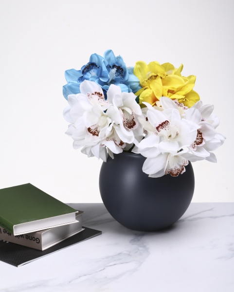 Ваза стеклянная Soft шар 16 см серая 