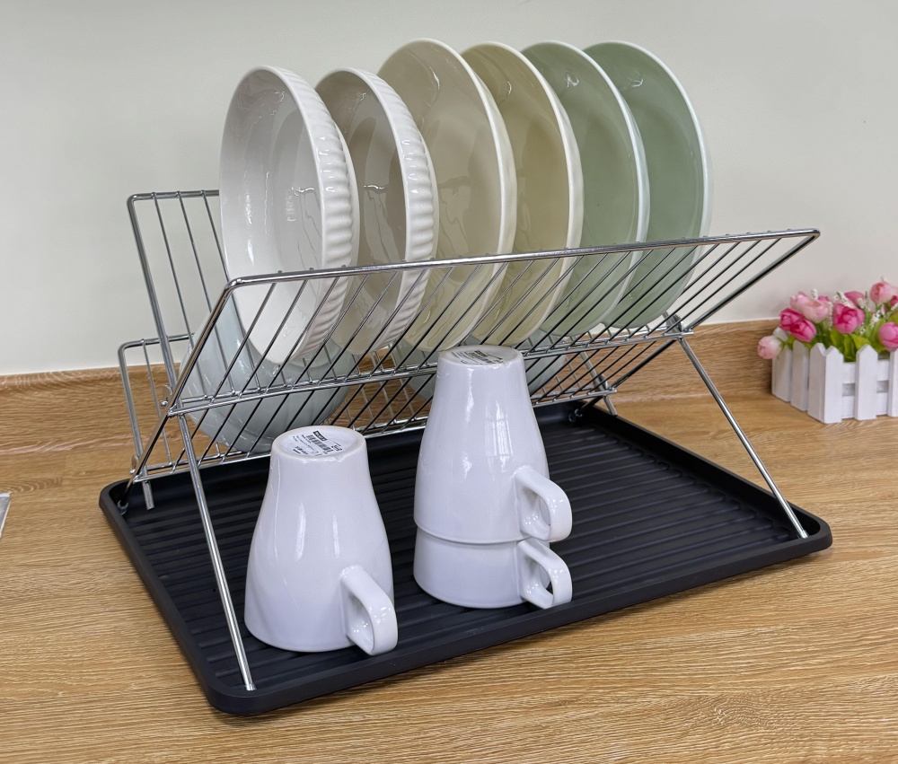 Сушарка для посуду Flamberg 430х320х250 мм розкладна двохрівнева з піддоном