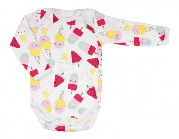 Боди для девочки Маленькие люди Мороженое р.74 белый с рисунком 