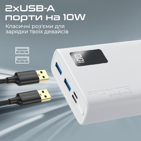 Универсальная мобильная батарея Promate 20000 mAh white (bolt-20pro.white) 