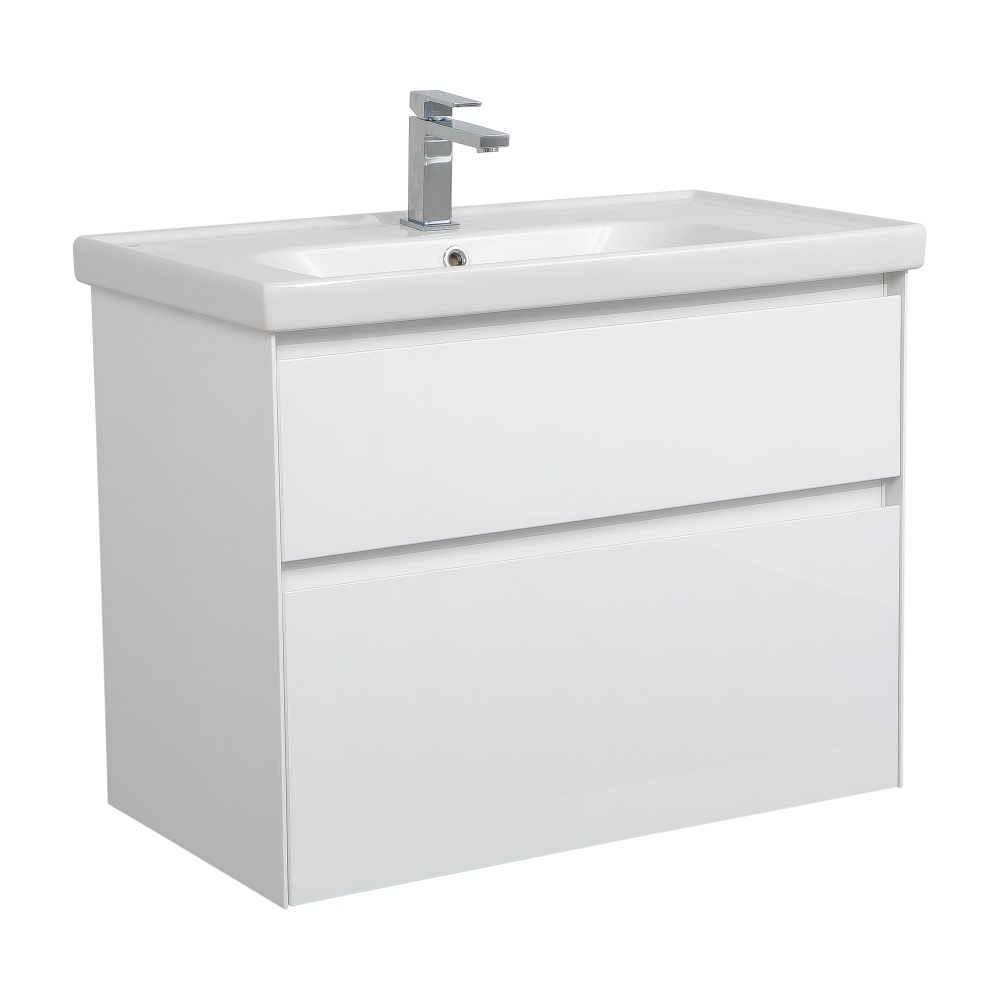 Тумба підвісна Aqua Rodos Лео 80 см білий глянець