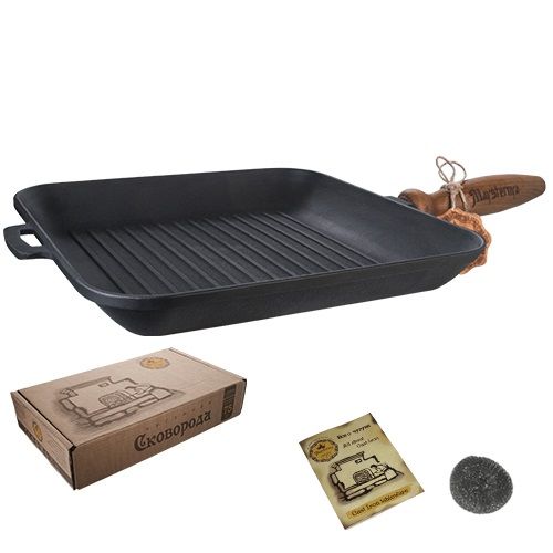 Сковорода чавунна 28x28x4 см квадратна (гриль) Т307 Maysternya