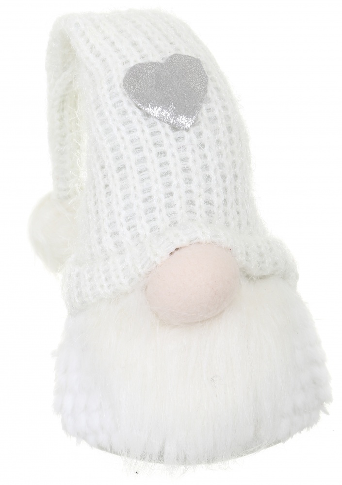 Декорация новогодняя гномик пушистик белый 14х21 см LF2236023