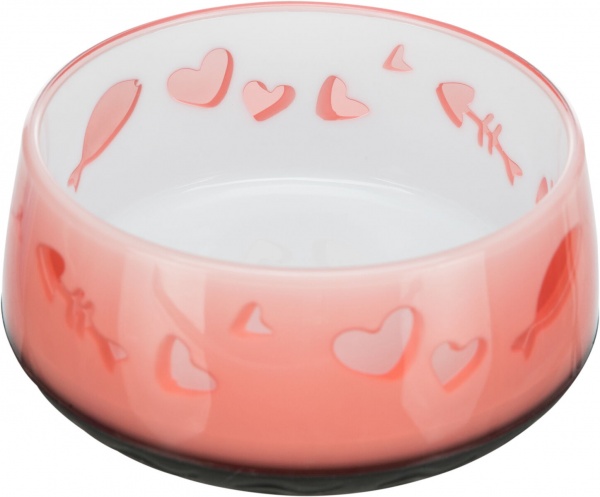 Миска Trixie для кошек Рыбка/Сердце пластиковая на резиновой основе 0.3 л 12 см (24420)