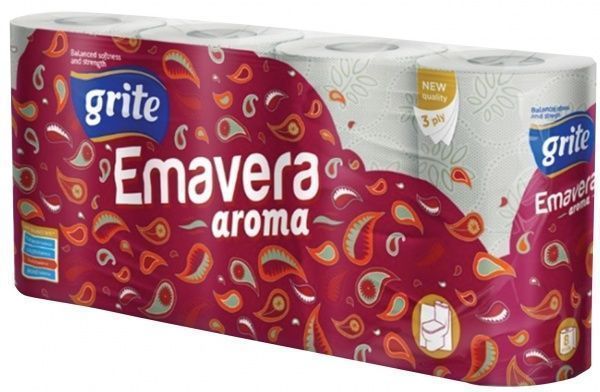 Туалетная бумага туалетная бумага Grite Emavera aroma трехслойная 8 шт.