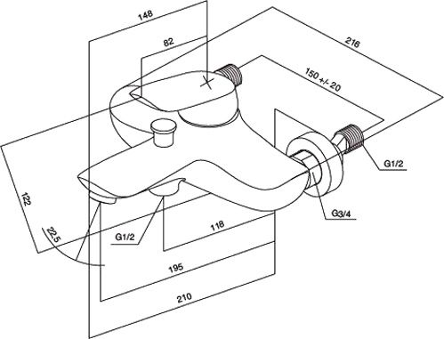 Змішувач для ванни AM.PM Bliss L F5310000