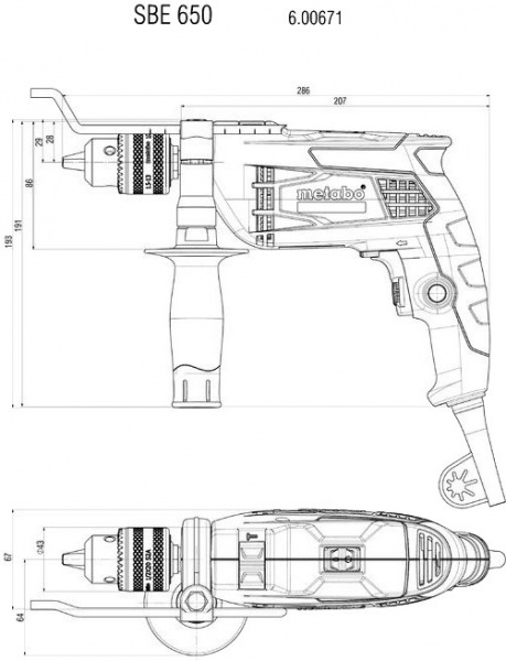 Дриль ударний Metabo SBE 650 2800 об/хвл 600742000