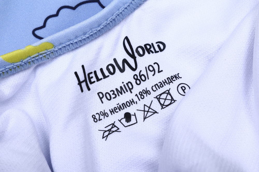 Купальник для девочек HW 25ENGL4 р.110-116 голубой с принтом