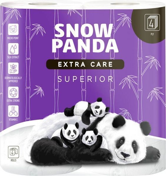 Туалетний папір Сніжна Панда EXTRA CARE Superior чотиришаровий 4 шт.