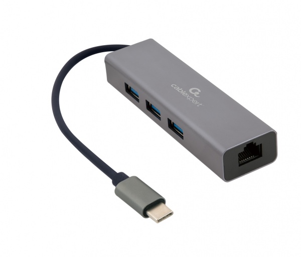 Адаптер Cablexpert A-CMU3-LAN-01 с USB-С на Gigabit Ethernet, 3 Ports USB 3.1