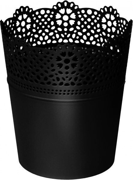 Кашпо пластиковое Prosperplast Lace круглый 1,6л черный (78977-411) 