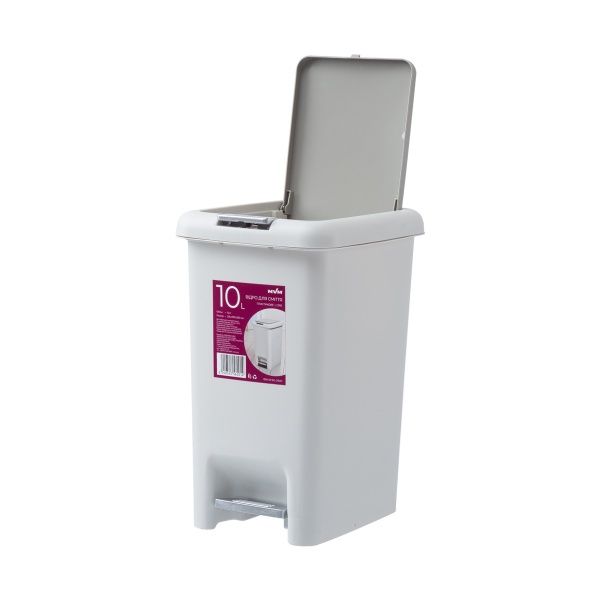 Відро з кришкою MVM BIN-01 сірий 10 л 