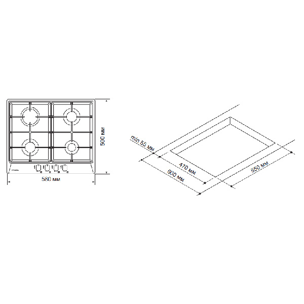 Варильна поверхня газова Pyramida PFG 644 BL/R