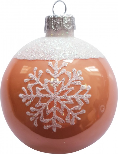Шар новогодний Юріта Облако+Снежинки персиковый А70027М 70 мм персиковый