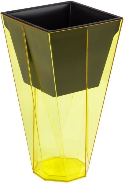 Горщик пластиковий Prosperplast Urbi twist P квадратний 2,8л прозорий жовтий (73964-6) 