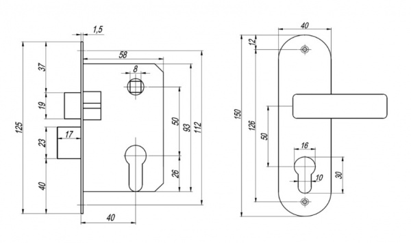 Комплект цилиндрический Avers 0264 50 мм матовый никель