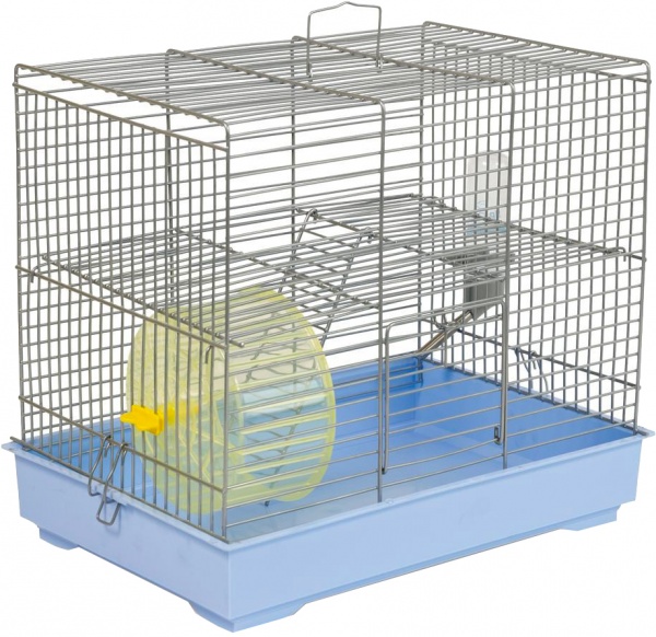 Клетка Природа для грызунов Микки с колесом 37x25x30 хром/светло-голубая PR241511 