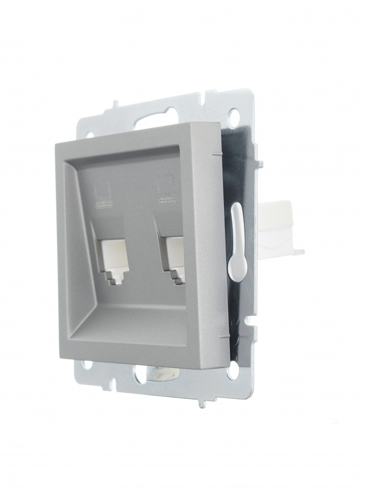 Механізм розетки комп’ютерна подвійна 2 Lezard Vesna IP20 сірий 742-3588-141