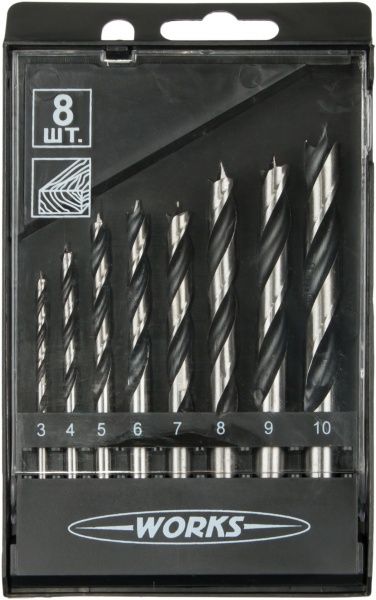 Набор сверл по дереву Work's 3-10 мм 8 шт. W802