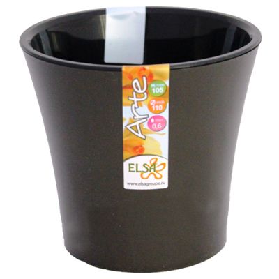 Горшок цветочный Декор-Престиж Арте 2 л черное золото-черный