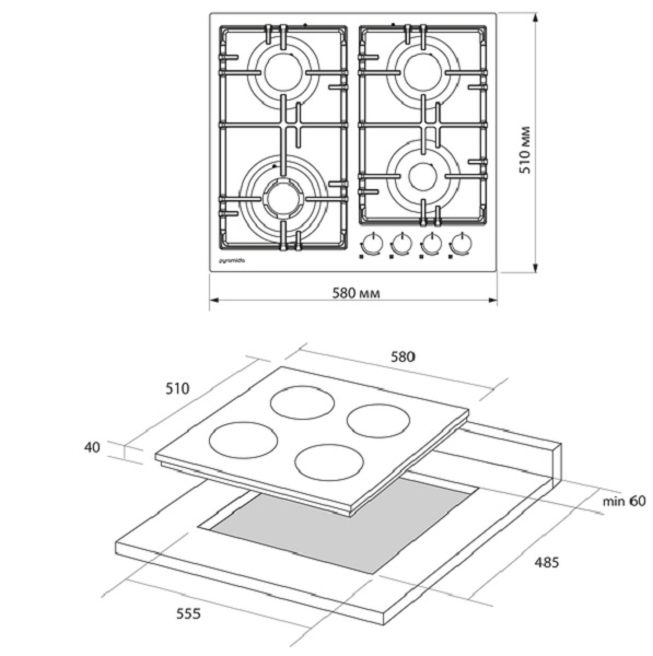Варильна поверхня газова Pyramida PFX 604 T IX N-A
