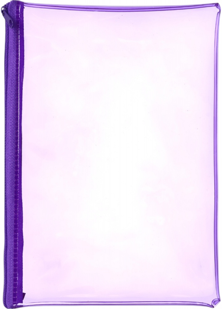 Пенал школьный на замке ПВХ NINGBO JOHNSHEN STATIONERY CO.,LTD прозрачный с сиреневым