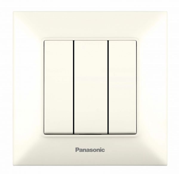 Выключатель трехклавишный Panasonic Arkedia Slim 10 А 250В кремовый 480100199