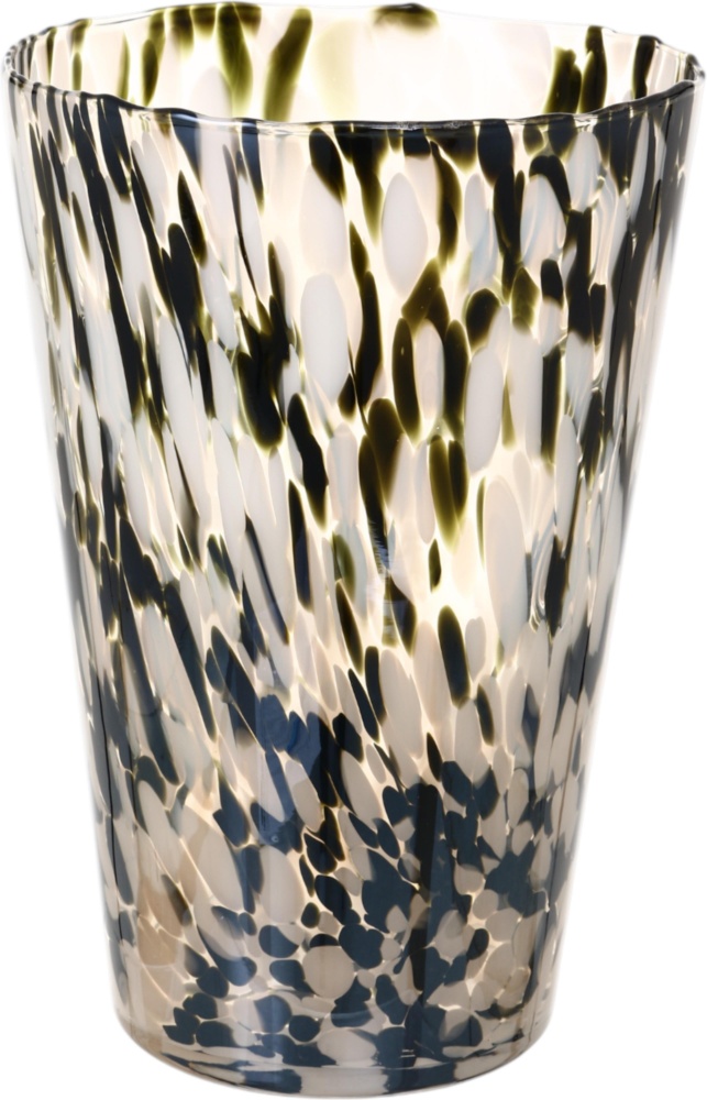 Ваза стеклянная Wrzesniak Glassworks Confetti 35 см черно-белая 17-6999