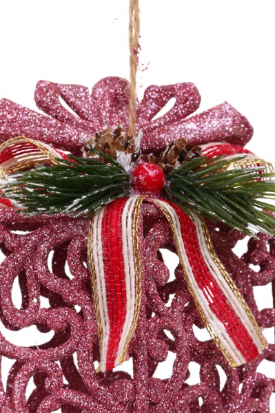 Декоративна підвіска Подарунок з декором 14 см HFF208P рожевий