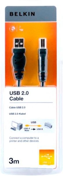 Кабель Belkin USB Am – USB Bm 3 м чорний (F3U154bt3M) (AM/BM) DSTP 