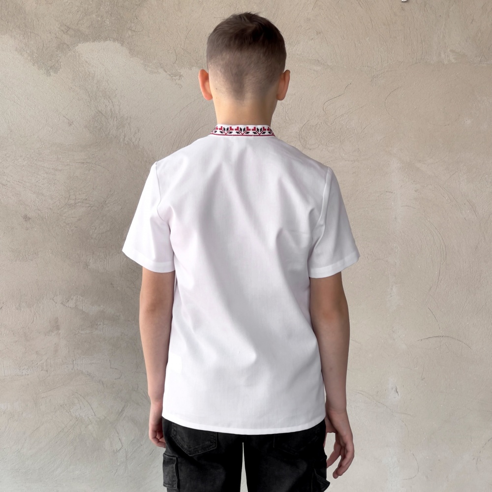 Вышиванка для мальчиков Эдельвика р.134 белый 163-25/09